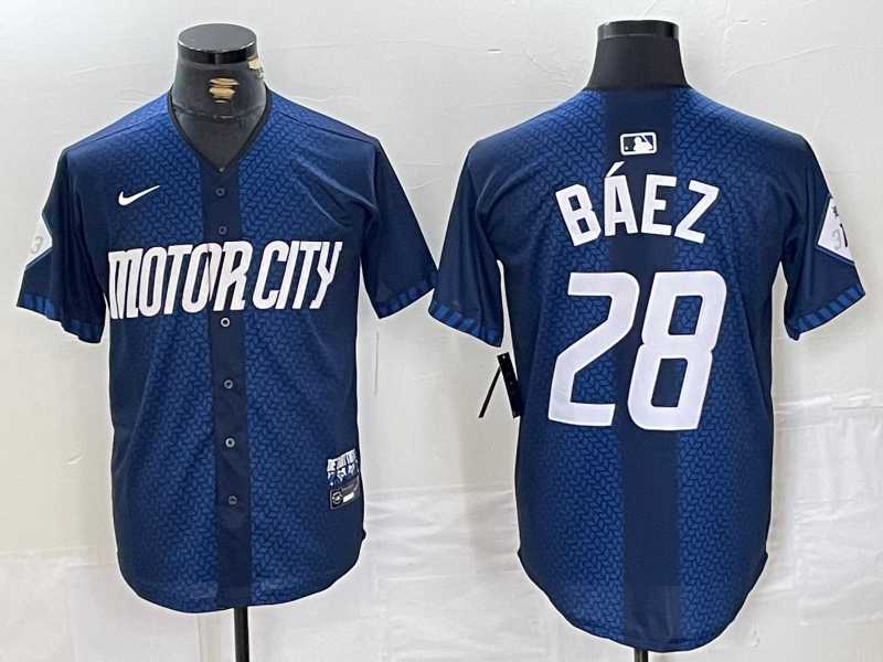 Mens Detroit Tigers #28 Javier Baez 2024 Navy City Connect Cool Base Limited Stitched Jersey->detroit tigers->MLB Jersey